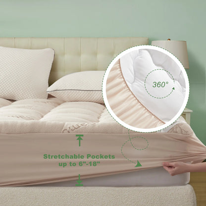 ☁️Cooling Mattress Topper for Back Pain - Extra Thick Fitted Sheet